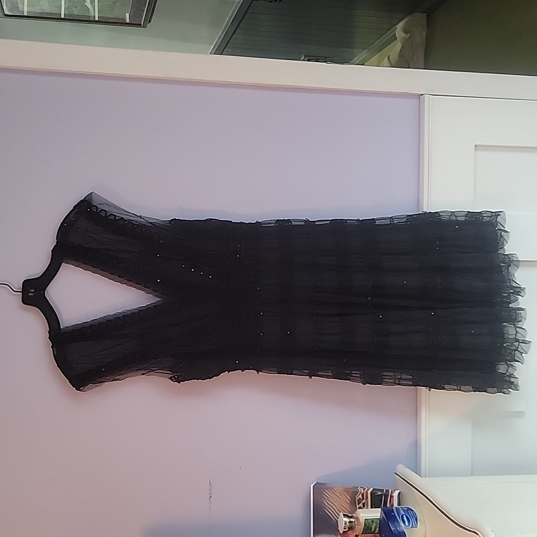 Studiom Black Sequin And Tulle Midi Dress